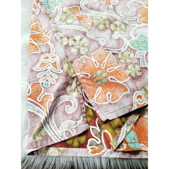 Barefoot in Paradise Cotton Floral Hawaiin Short Sleeve Polo Shirt Men's L Tall - Picture 4 of 12